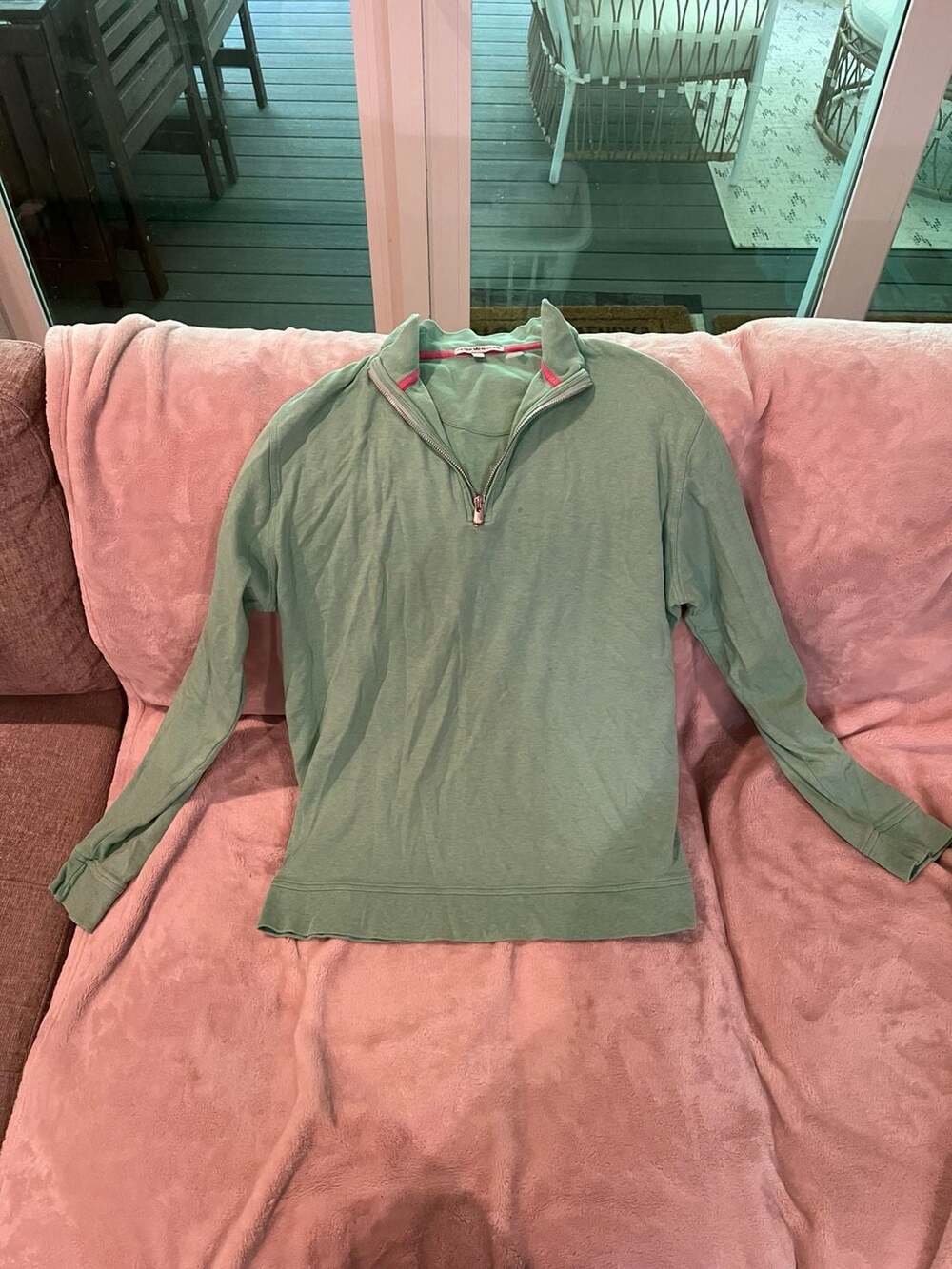 Peter Millar Green Quarter Zip Pullover Sweatshirt Size M